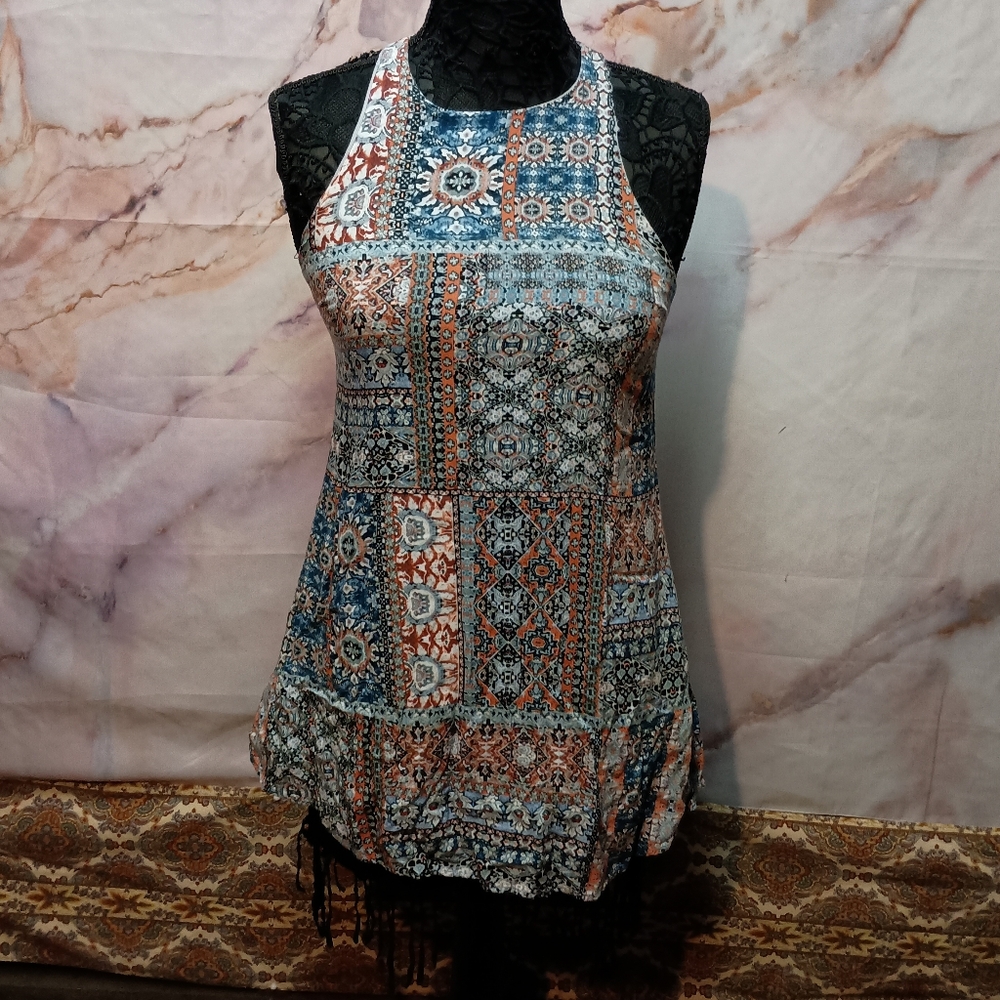 Lulu's Boho Patchwork Tunic Top